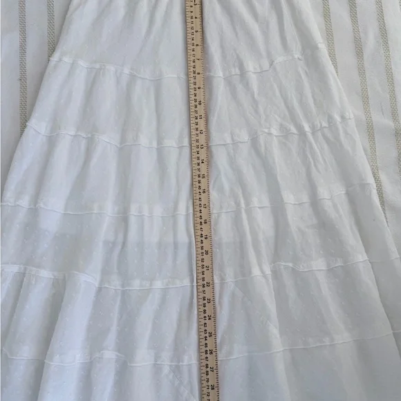 Studio West White Swiss Dot Tiered Midi Skirt Size Small Elastic Waist - Picture 5 of 6